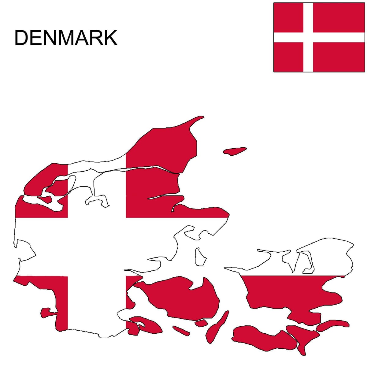 Mapa de dinamarca bandeira 
