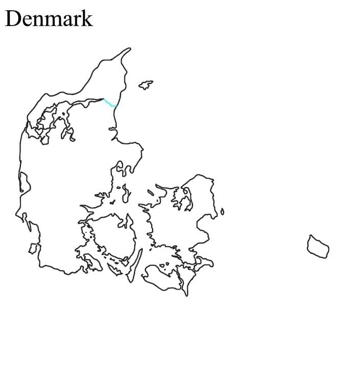 en branco mapa de dinamarca