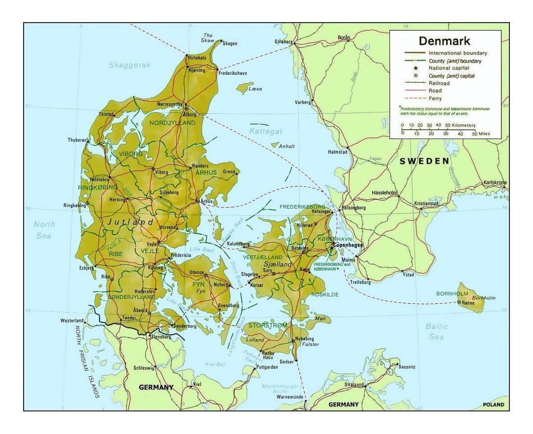 Mapa de dinamarca kommune