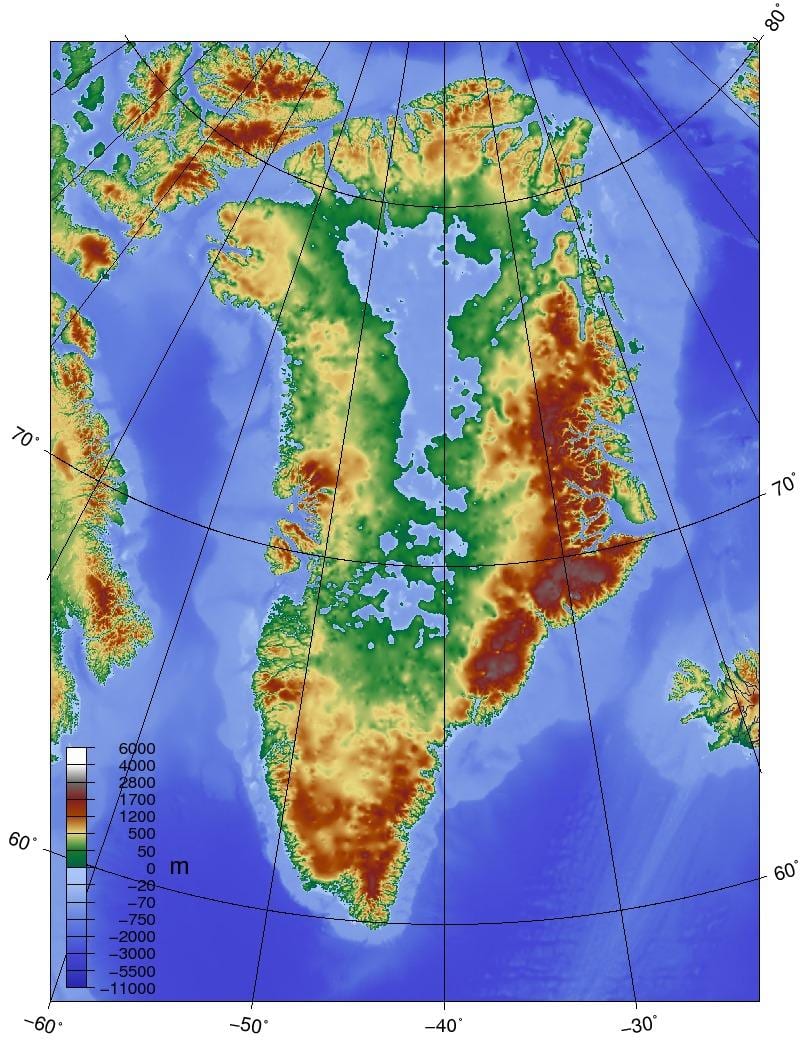 Mapa topográfico de dinamarca