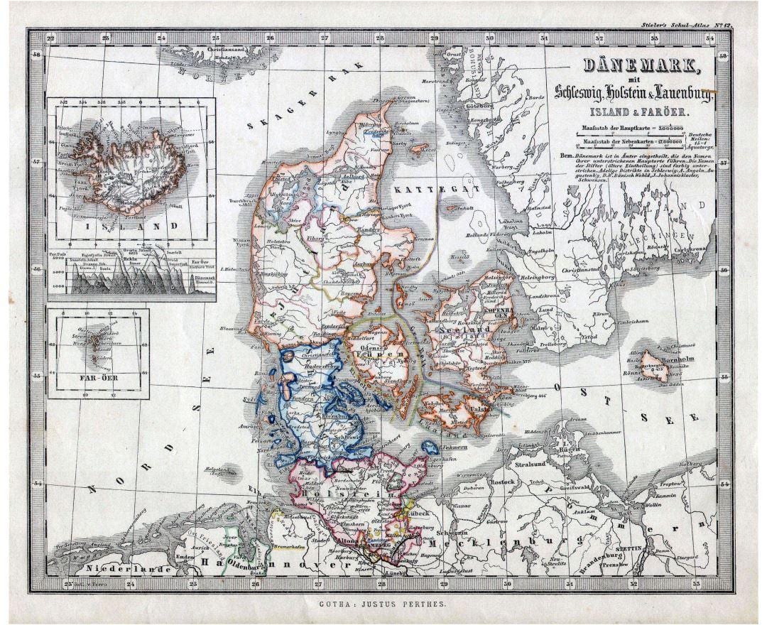 mapa antigo de dinamarca