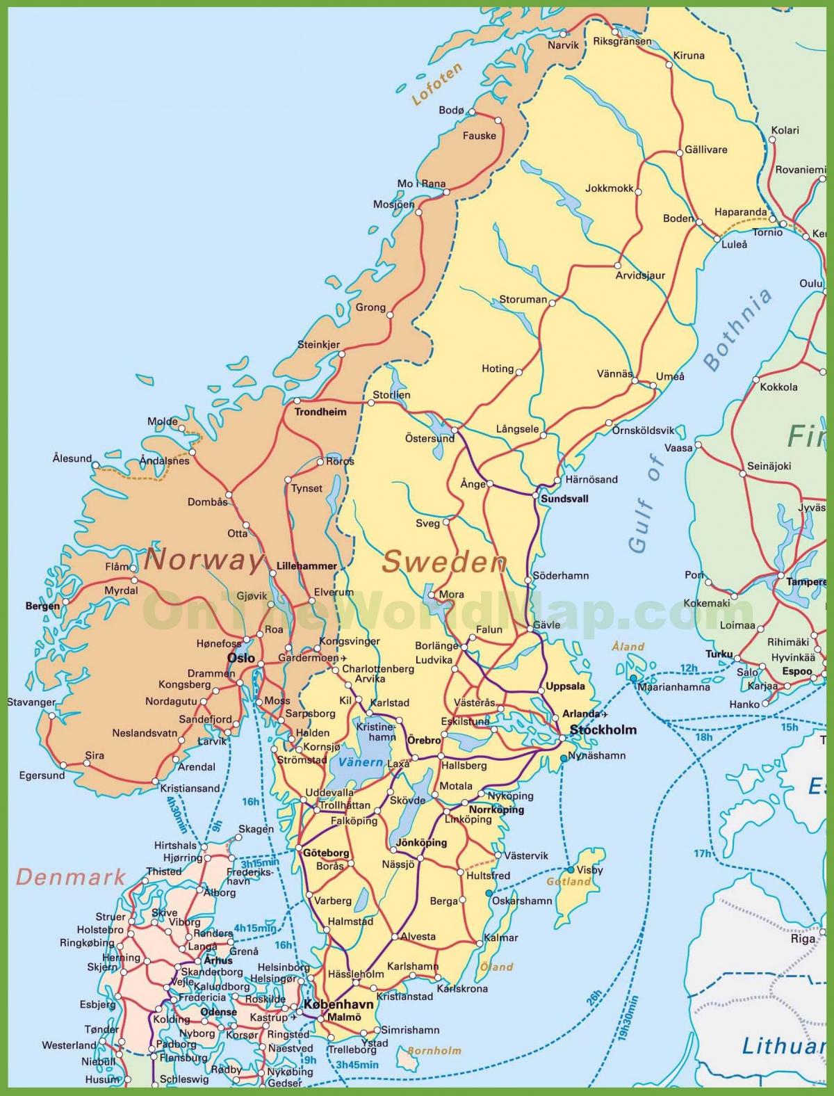 mapa de dinamarca e noruega
