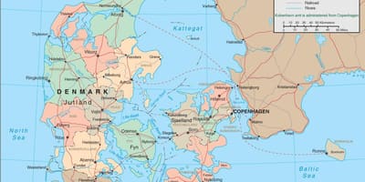 Mapa de dinamarca de ferry 