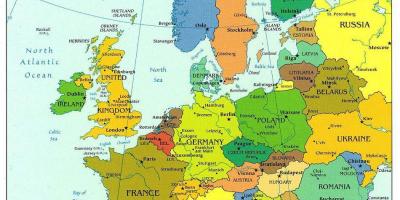 Mapa de europa mostrando dinamarca