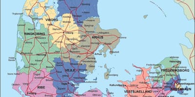 Mapa de dinamarca política 