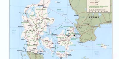 Mapa de dinamarca océano vacacións na praia parque 