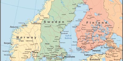 Mapa de dinamarca e os países veciños
