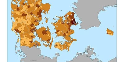 Dinamarca densidade de poboación mapa
