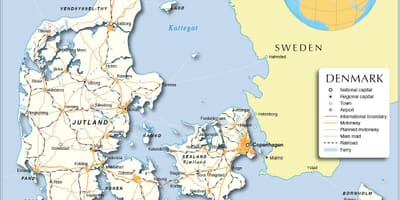 Mapa de dinamarca portos