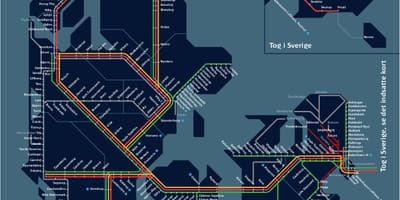 Mapa de tren de copenhague, dinamarca